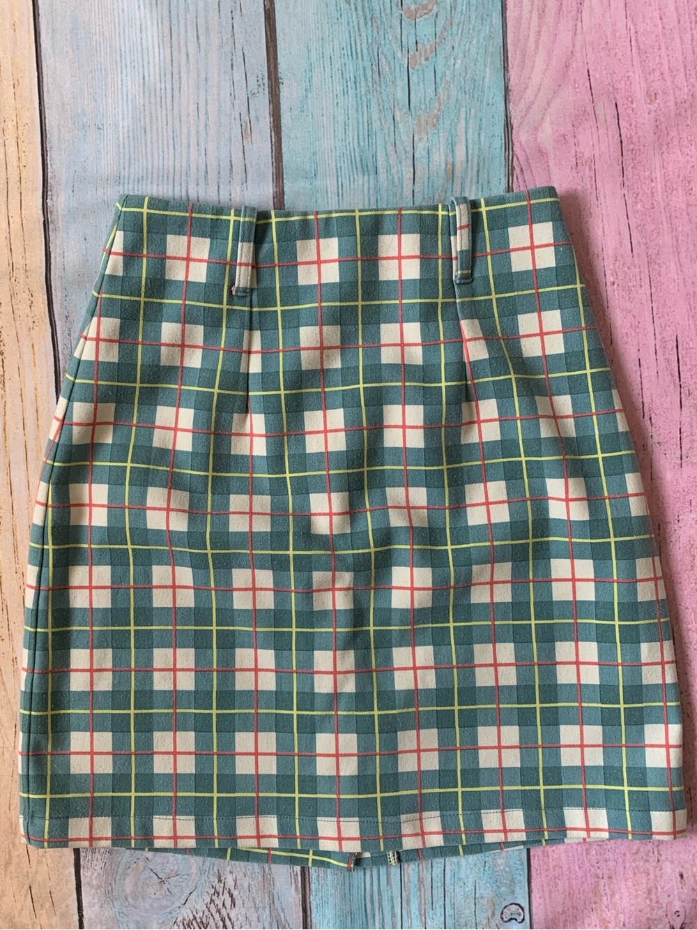 Fashion Brand Company Cropped Plaid Blazer and skirt set in Teal, White and Pink - Picture 9 of 13